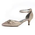 Women's Pumps D'Orsay Two-Piece Bridal Shoes Buckle Kitten Heel Pointed Toe Satin Ankle Strap Black White Ivory