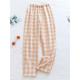 Women's Loungewear Pants Lounge Pants Grid / Plaid Fashion Casual Soft Home Street Daily Cotton Breathable Long Pant Elastic Waist Fall Winter White powder Lotus Pink