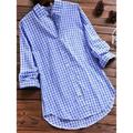 Shirt Women's Black Red Blue Plaid Pocket Daily Basic Shirt Collar Regular Fit S