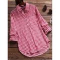 Shirt Women's Black Red Blue Plaid Pocket Daily Basic Shirt Collar Regular Fit S