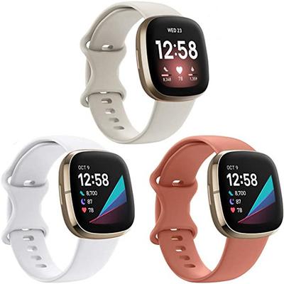 3 PCS Watch Band for Fitbit Versa 3 Sense Soft Silicone Replacement Strap Women Men Waterproof Sport Band Wristband