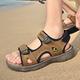 Men's Sandals Leather Sandals Sports Sandals Walking Casual Daily Nappa Leather Magic Tape Black Brown Gray Summer Spring
