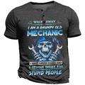 Grumpy Mechanic Skulls Men's Punk Style 3D Printed Henley T shirt Tee Street Holiday Going out T shirt Army Green Dark Blue Dark Gray Short Sleeve Henley Shirt Spring Summer