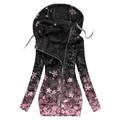 Women's Hoodied Jacket Causal Zipper Flower Comfortable Fashion Regular Fit Outerwear Long Sleeve Fall Light Pink S