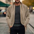 Men's Sweater Cardigan Sweater Ribbed Knit Regular Knitted Plain Open Front Warm Ups Modern Contemporary Daily Wear Going out Clothing Apparel Winter Black Pink S M L
