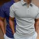 2 Pack Men's Zip Polo Shirt Golf Shirt Outdoor Sports Quarter Zip Short Sleeve Fashion Modern Plain Zipper Summer Regular Fit Navy Blue Beige Black White Polo Shirt 2pcs/Set
