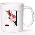 Funny Coffee Mug Monogram A-Z Initial Letter Pattern Art Design White Ceramic Cup for Friends and Parents Anniversary Festival Birthday Gift 11oz