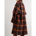 Women's Long Coat Overcoat Plaid Winter Coat Single Breasted Laple Trench Coat Warm Heated Jacket with Pockets Orange