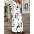 Women's A Line Dress Print Dress Floral Pure Color Contrast Lace Lace V Neck Maxi long Dress Daily Vacation Long Sleeve Summer Spring