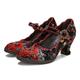 Women's Pumps Oxfords Ladies Shoes Valentines Gifts Brogue Mary Jane Party Valentine's Day Floral Flower Kitten Heel Fantasy Heel Round Toe Elegant Vintage Leather Satin Silk Buckle Black / Red Blue