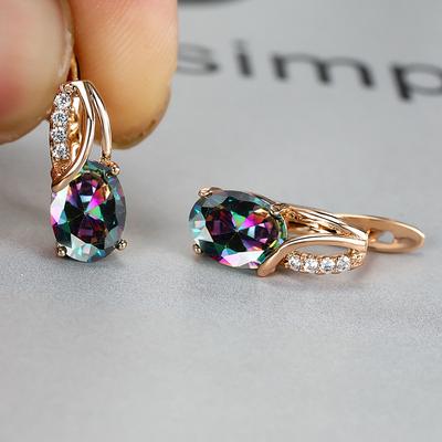 Women's Zircon Earrings Classic Precious Stylish Simple Earrings Jewelry Platinum Colorful / Platinum olive green / Platinum White For Wedding Party 1 Pair