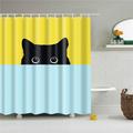Cat Shower Curtain, Shower Curtains for Bathroom, 3D Printing Washable Waterproof Cloth Plant Leaf Fabric Shower Curtain with 12 Hooks