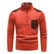 Men's Pullover Sweater Jumper Fleece Sweater Ribbed Knit Zipper Knitted Color Block Half Zip Basic Keep Warm Work Daily Wear Clothing Apparel Fall Winter Blue Red White S M L