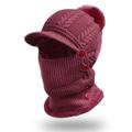 Border Hat Winter Women's One Piece Knitted Pullover Warm Cap Solid Color Ear And Face Protection Hat