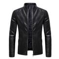 Men's Faux Leather Jacket Biker Jacket Motorcycle Jacket Formal Street Thermal Warm Windproof Adjustable Fall Pure Color Formal Stand Collar Regular Regular Faux Leather Slim Black Wine Coffee Jacket