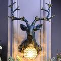 Lucky Deer Head Wall Lamp Creative Resin Antler lamp Wall Wall Mount Light with Crystal lampshade Decoration Fixture for Living Room in White
