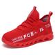 Kids' Black Breathable Mesh Running Sneakers with Lace-Up Design and Bold Letter Print - Comfortable Athletic Shoes for Boys