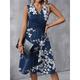 Women's Casual Dress A Line Dress Floral Print Knot Front V Neck Midi Dress Streetwear A Line Holiday Date Sleeveless Regular Fit Red Navy Blue Green Summer Spring S M L XL XXL