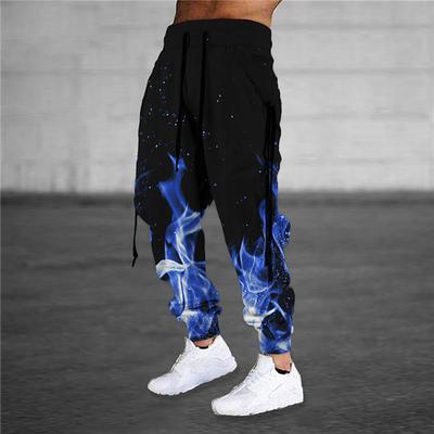 Men's Sweatpants Joggers Trousers Drawstring Elastic Waist 3D Print Graphic Prints Flame Comfort Sports Outdoor Casual Daily Cotton Blend Terry Streetwear Designer Blue Orange Micro-elastic