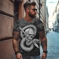 OldVanguard Skull Snake Punk Gothic Men's 3D Print T shirt Tee Party Street Vacation T shirt Black Short Sleeve Crew Neck Shirt Summer Spring Fall Clothing Apparel S M L XL 2XL 3XL
