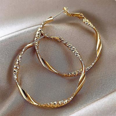 Women's Hoop Earrings Geometrical Precious Romantic Fashion Vintage French Sweet Earrings Jewelry Gold For Party Gift Holiday Promise Festival 1 Pair