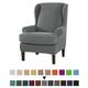 Wingback Chair Cover Stretch Sofa Slipcover Elastic Couch Cover With T Cushion Cover Plain Solid Color Soft Durable