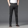 Men's Trousers Chinos Pants Trousers Jogger Pants Plaid Dress Pants Pocket Classic Straight Leg Lattice Comfort Outdoor Full Length Formal Business Daily Cotton Stretch Smart Casual Black Wine