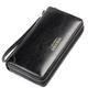 Genuine Cow Burnished Leather Clutch Handbag Business Mens Long Wallet Double Zippers Wallet Billfold Cellphone Bag with Detachable Wristlet