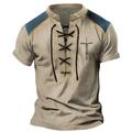 Faith Men's Casual 3D Print Henley Shirt T shirt Tee Sports Outdoor Casual Daily T shirt Blue Green Khaki Short Sleeve Lace Up Neck Henley Shirt Spring Summer Clothing Apparel S M L XL XXL 3XL