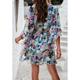 Women's Casual Dress Sheath Dress Sundress Rose 3D Print Tie Front Tie Knot V Neck Butterfly Sleeve Mini Dress Bohemia Cute Date Vacation Half Sleeve Summer Spring