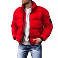 Men's Winter Coat Winter Jacket Puffer Jacket Cardigan Pocket Zipper Pocket Going out Casual Daily Hiking Windproof Warm Winter Pure Color Black Red Light Grey Army Green Puffer Jacket