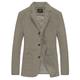 Men's Blazer Jacket Work Business Classic Timeless Spring Fall Polyester / Cotton Solid Color Formal Style Windproof Buttoned Front Blazer Black Green Khaki