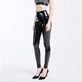 Sexy 1980s High Waisted Shiny Latex Patent Leggings PU Leather Pencil Pants Women's Masquerade Party Pants