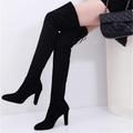Women's Boots Ladies Shoes Valentines Gifts Suede Shoes Plus Size Party Valentine's Day Daily Solid Colored Over The Knee Boots Crotch High Boots Thigh High Boots Lace-up Chunky Heel Pointed Toe Sexy