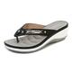 Women's Slippers Flip-Flops Outdoor Slippers Beach Slippers Daily Beach Color Block Summer Rhinestone Wedge Heel Round Toe Basic Casual Minimalism Faux Leather Loafer Almond Black White