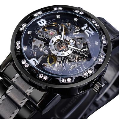 FORSINING Men Mechanical Watch Luxury Large Dial Fashion Business Automatic Watch Self-winding Luminous Calendar Stainless Steel Watch Male Clock