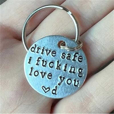 Personalized Couples Gift - Stainless Steel Laser Engraved Drive Safe Keychain - Perfect for Valentine's Day!