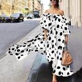 Women's Casual Dress Swing Dress Long Dress Maxi Dress Black Red Brown Sleeveless Polka Dot Print Fall Autumn Off Shoulder Loose Fit 2023 S M L XL XXL XXXL 4XL 5XL