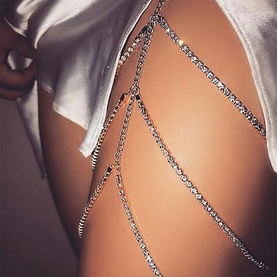 Leg Chain Personalized Stylish Artistic Women's Body Jewelry For Party Evening Gift Layered Rhinestone Alloy Precious Silver Gold 1 PC