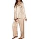 Women's Pajamas Nighty Sets Stripe Simple Comfort Soft Carnival Christmas New Year Satin Gift Lapel Long Sleeve Shirt Pant Button Pocket Spring Fall Champagne Pink