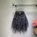 Women's Skirt A Line Asymmetrical Skirts Pleated Tulle Color Block Solid Colored Daily Wear Vacation Summer Denim Basic Long Carnival Costumes Ladies Black Light Blue