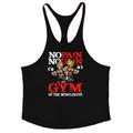 Mens Graphic Vest No Pain Gain Gym Of The Muscle Guys Tank Top 3D Shirt White Cotton Men'S Racer Back Cartoon Character Neck Sport Daily