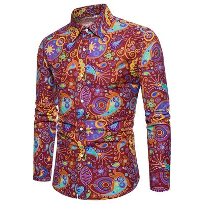 Retro Vintage 1970s Shirt Disco Floral Paisley Fancy Dress Men's Casual Daily Pride Parade Pride Month Adults' Top All Seasons