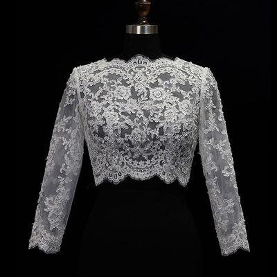 Shawl Wrap Shawls Women's Wrap Bolero Sexy Bridal Long Sleeve Lace Wedding Wraps With Button For Wedding Spring Summer