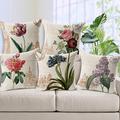 Set of 5 Decorative Pillow Covers for Couch, Sofa, or Bed Modern Quality Design Leaves Floral Country Cotton / Faux Linen Throw Pillow Cover for Sofa Couch Bed Chair