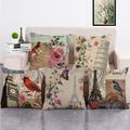 Set of 5 Decorative Pillow Covers for Couch, Sofa, or Bed Modern Quality Design Leaves Floral Country Cotton / Faux Linen Throw Pillow Cover for Sofa Couch Bed Chair