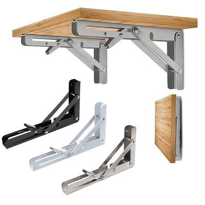2pcs Heavy Duty Folding Shelf Brackets - 8, 10 12 - Wall Mounted for Bench Table with Screws