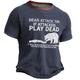 Bear Attack Tip If Attacked Play Dead Men's Street Style 3D Print T shirt Tee Sports Outdoor Holiday Going out T shirt Navy Blue Army Green Dark Blue Short Sleeve Crew Neck Shirt Spring Summer