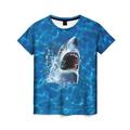 Shark Mens 3D Shirt For Beach Blue Summer Cotton Men'S Tee Funny Shirts Graphic Animal Crew Neck 3D Print Plus Size Casual Daily Short Sleeve Clothing Apparel