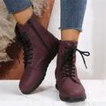 Women's Boots Combat Boots Plus Size Outdoor Office Daily Solid Color Solid Colored Booties Ankle Boots Winter Flat Heel Round Toe Elegant Minimalism Walking PU Leather PU Zipper Dark Brown Black